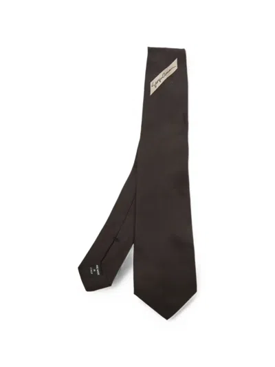 Pre-owned Giorgio Armani Logo Jacquard Tie In Black