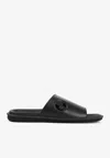 Giorgio Armani Black Slides With Embossed Logo Detail In Black