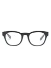 Giorgio Armani Logo-lettering Round-frame Glasses In Black