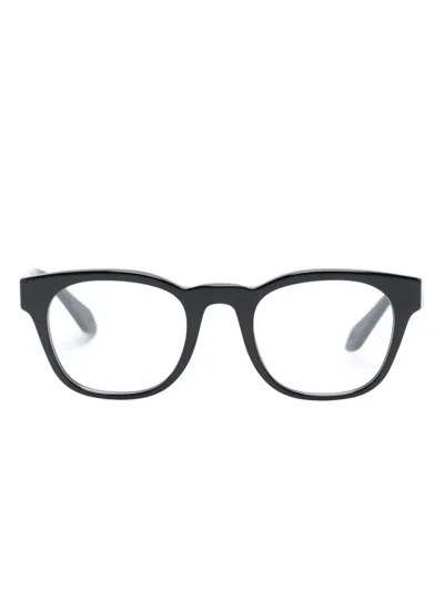 Giorgio Armani Logo-lettering Round-frame Glasses In Black