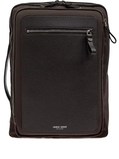 Giorgio Armani Logo-motif Backpack In Brown