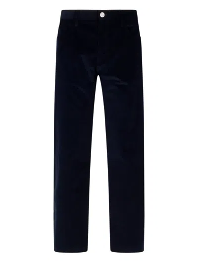 Giorgio Armani Logo-patch Corduroy Trousers In Black