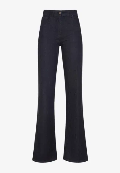 Giorgio Armani Logo Patch Flared-leg Jeans In Blue