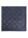 Giorgio Armani Logo-pattern Jacquard Scarf In Blue