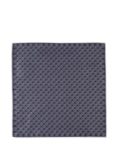 Giorgio Armani Logo-pattern Pocket Square In Gray
