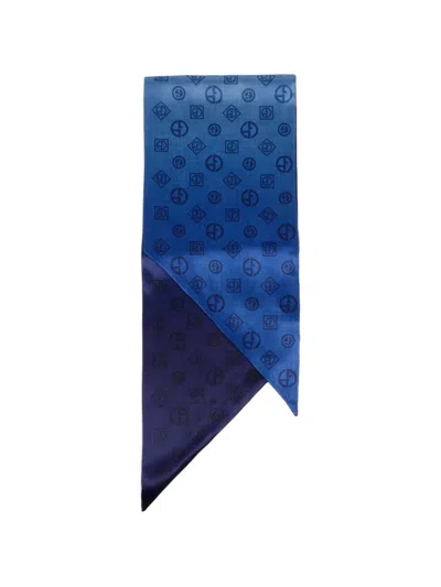 Giorgio Armani Logo-pattern Scarf In Blue