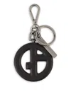 Giorgio Armani Logo-plaque Keyring In Black