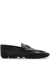 GIORGIO ARMANI LOGO-PLAQUE LEATHER LOAFERS