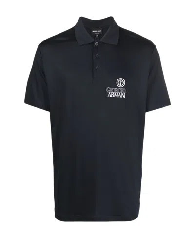 Giorgio Armani Logo Polo Shirt In Black