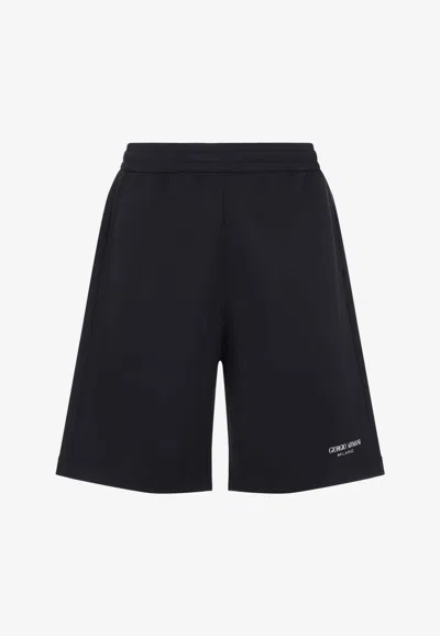 GIORGIO ARMANI LOGO PRINT BERMUDA TRACK SHORTS