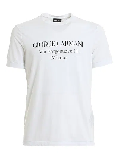 Giorgio Armani Logo Print Cotton Jersey T-shirt In White