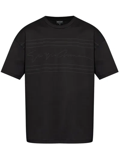 Giorgio Armani Logo-print Cotton T-shirt In Black