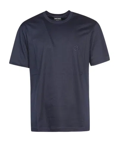 Giorgio Armani Official Store Stretch Viscose Bamboo Jersey T-shirt With Ga Embroidery In Black