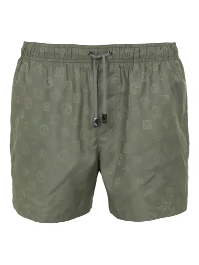 Giorgio Armani Logo-print Drawstring Shorts In Green