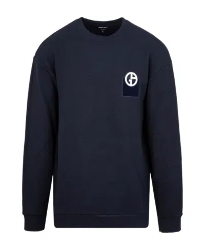 Giorgio Armani Logo-print Knitted Jumper In Black