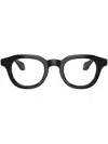 Giorgio Armani Logo-print Round-frame Glasses In Black