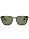 Giorgio Armani Logo-print Round-frame Sunglasses In 59634e Striped Brown