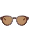 Giorgio Armani Logo-print Round-frame Sunglasses In Braun