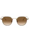 Giorgio Armani Logo-print Round-frame Sunglasses In Gold