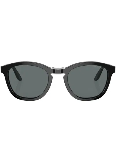 Giorgio Armani Logo-print Round-frame Sunglasses In Schwarz