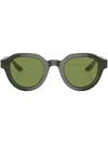 Giorgio Armani Logo-print Round-frame Sunglasses In Schwarz