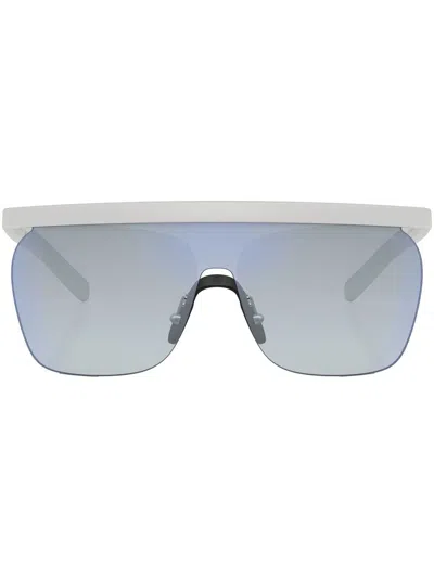 Giorgio Armani Logo-print Shield-frame Sunglasses In Weiss