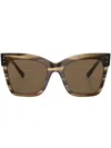 Giorgio Armani Logo-print Square-frame Sunglasses In Braun