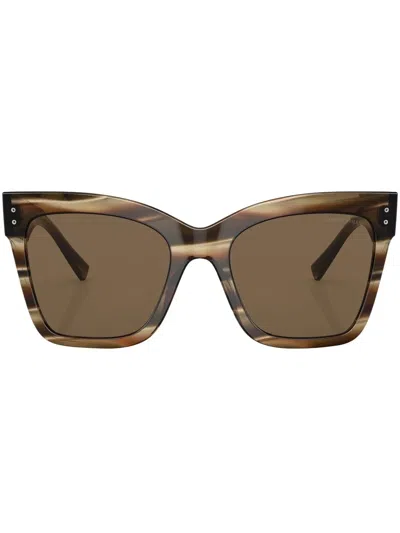 Giorgio Armani Logo-print Square-frame Sunglasses In Braun