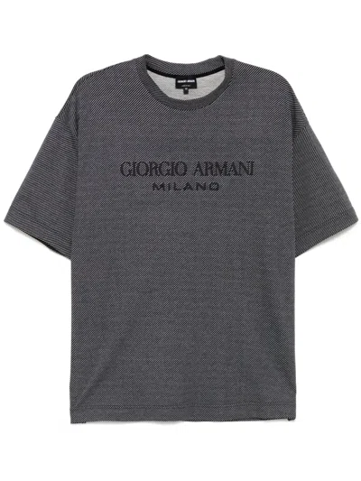 Giorgio Armani Logo-print T-shirt In Blue