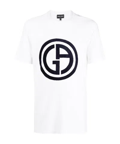 Giorgio Armani Logo Print T-shirt In White