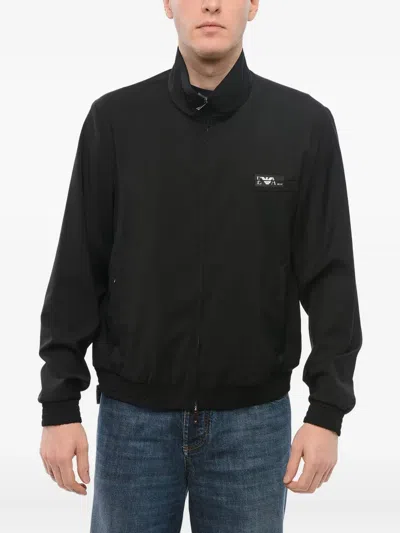 Giorgio Armani Logo-print Zip-front Jacket In Black