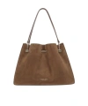 Giorgio Armani Small Suede Shopper Bag In Green