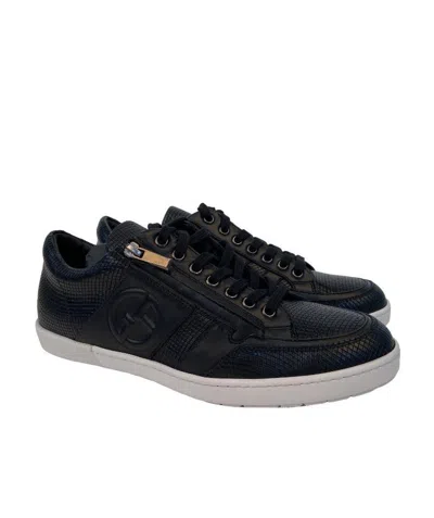 Giorgio Armani Logo Strapped Casual Sneakers In Black