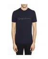 Giorgio Armani Asv Stretch-viscose T-shirt With Signature Logo In Blue
