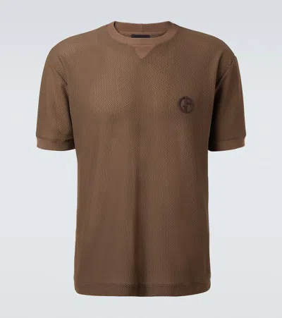 Giorgio Armani Logo T-shirt In Brown