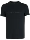 Giorgio Armani Asv Stretch-viscose T-shirt With Signature Logo In Black