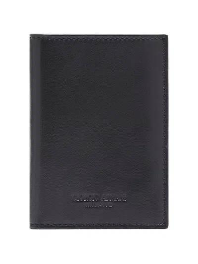 Giorgio Armani Logo-embossed Leather Wallet In Black