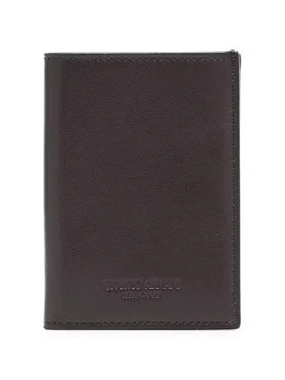 Giorgio Armani Logo-embossed Leather Wallet In Brown