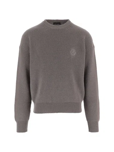 Giorgio Armani Maglione Girocollo In Lana Vergine A Punto Pannocchia In Gray