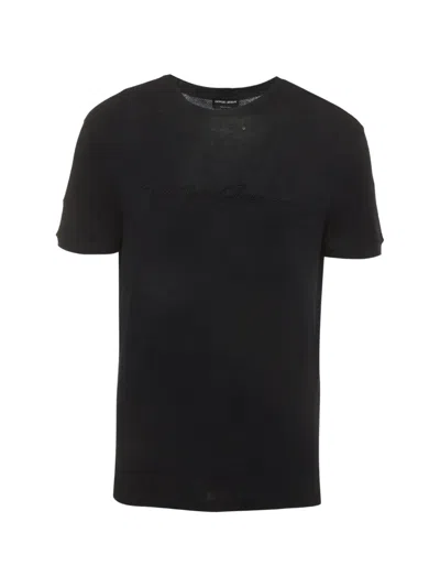 Pre-owned Giorgio Armani Logo-embroidered T-shirt In Blue