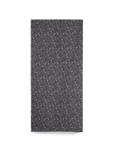 Giorgio Armani Logo-monogram Frayed Scarf In Gray
