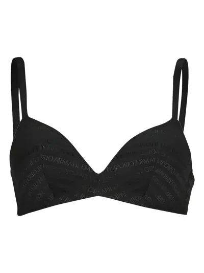 Giorgio Armani Logo-pattern Cup Bra In Black