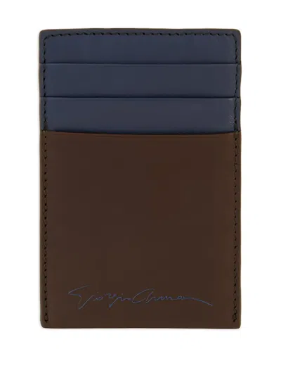 Giorgio Armani Logo-print Cardholder In Brown