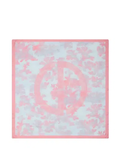 Giorgio Armani Logo-print Floral-print Scarf In Pink