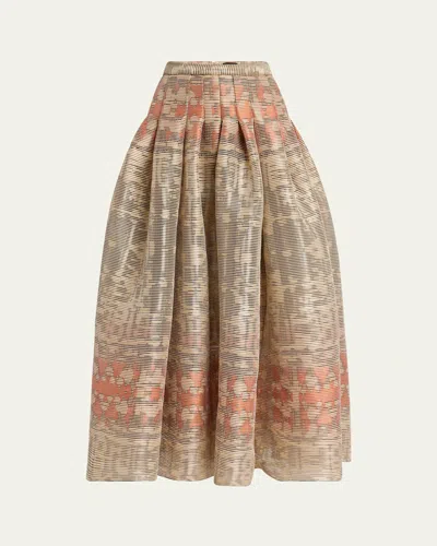 Giorgio Armani Long Abstract Pleated Skirt In Solid Light/pastel B