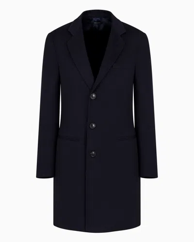Giorgio Armani Official Store Long Cashmere Coat In Navy Blue