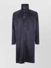 Giorgio Armani Long Coat With High Collar And Pockets In Blue