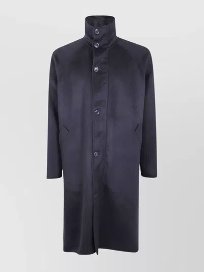 GIORGIO ARMANI LONG COAT WITH HIGH COLLAR AND POCKETS