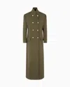 Giorgio Armani Long Double-breasted Coat In Stretch Double-faced Wool In Brown