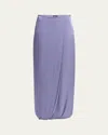 Giorgio Armani Long Draped Straight Skirt In Lt Purple
